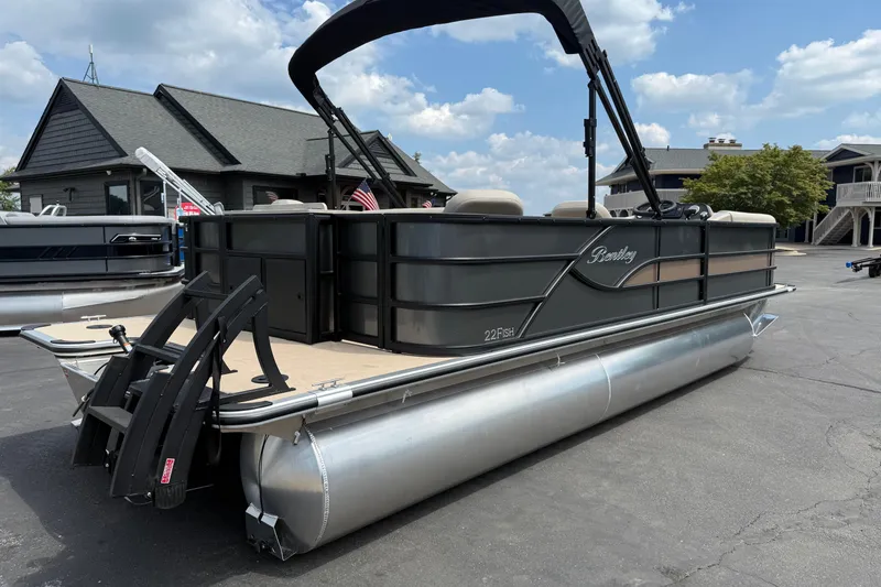 Slide: The Image of 2026 Bentley Pontoons Fish 220 Fish-N-Cruise pontoon boat on display outdoors. - 6