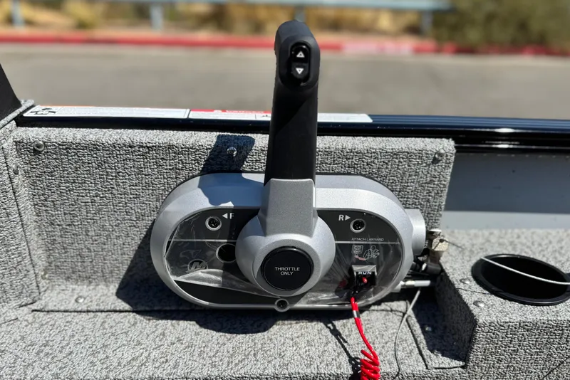 Slide: The Image of Throttle control of 2024 Lund 1775 Adventure Sport boat, featuring a sleek design. - 20