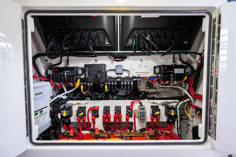 Slide: The Image of Electrical system of 2026 Valhalla V-29 boat, featuring advanced wiring and components. - 28