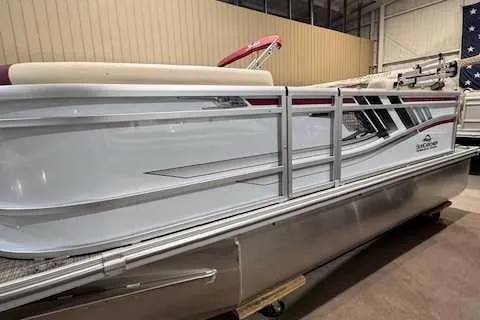 The Image of 2025 SunCatcher Select 16C pontoon boat in showroom, side view. - 0