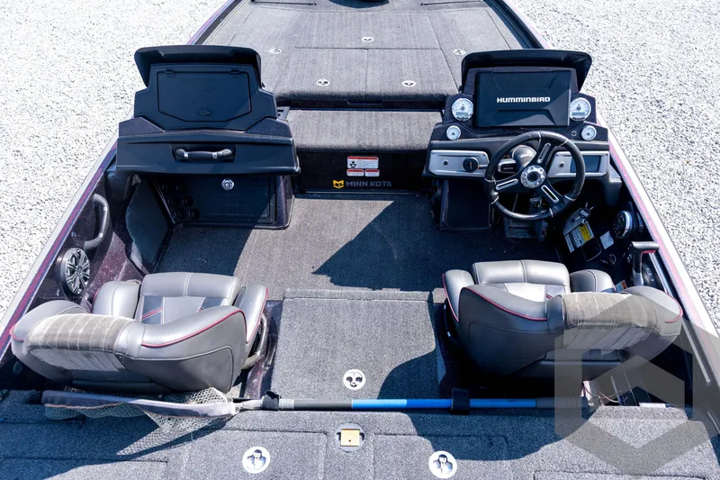Slide: The Image of 2020 Nitro Z21 boat interior with dual seats, steering wheel, and electronic dashboard. - 50