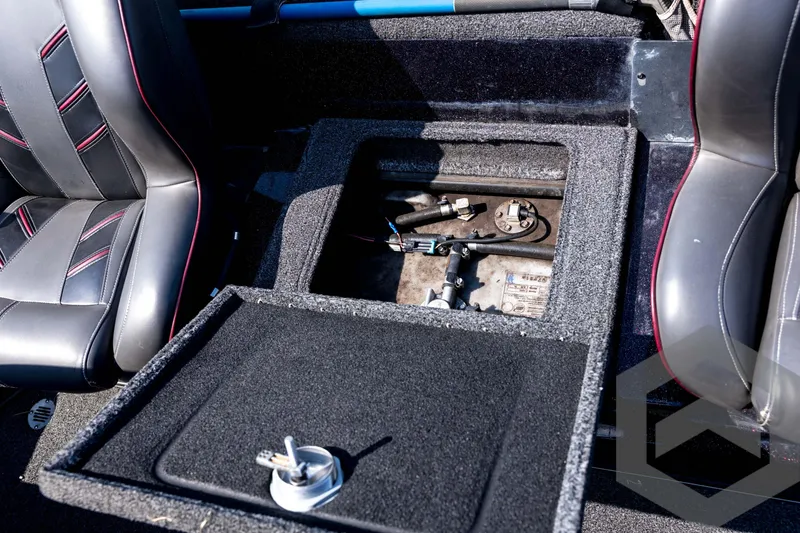Slide: The Image of Interior of 2020 Nitro Z21 boat showing storage compartment and seating. - 59