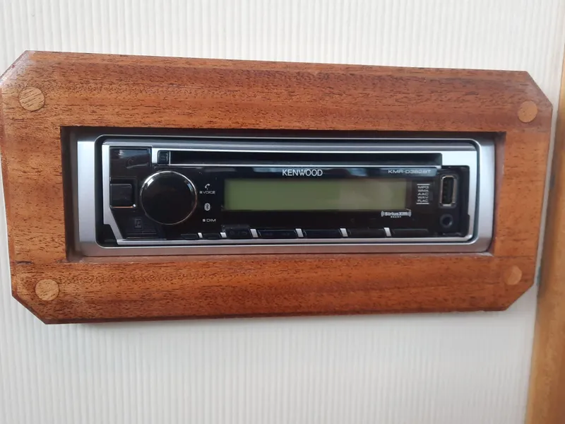 Slide: The Image of Kenwood stereo system in 2004 Camano Troll boat, mounted in wooden frame. - 31