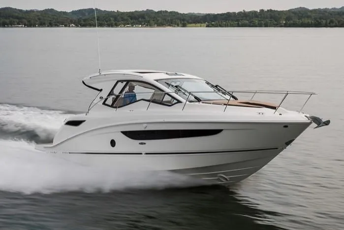 Slide: The Image of Manufacturer Provided Image: 2019 Sea Ray Sundancer 350 Coupe cruising on a lake. - 15