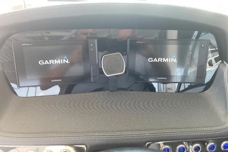 Slide: The Image of Dashboard display of 2020 Chaparral 297 SSX showing engine metrics and GPS data. - 16