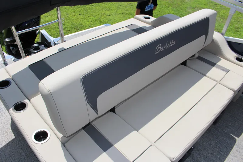Slide: The Image of 2024 Barletta Aria 24UC boat seating with cup holders and elegant design. - 8