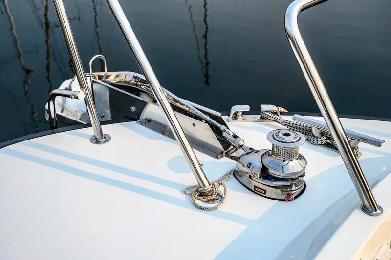 Slide: The Image of Bow of 2019 Targa 35 boat with anchor and winch system. - 61