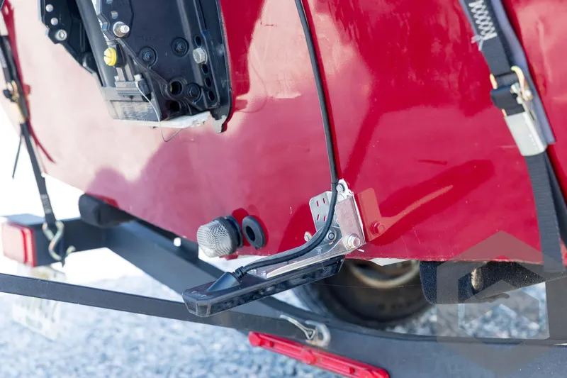 Slide: The Image of 2022 Tracker Pro 170 boat trailer hitch and motor mount detail. - 21