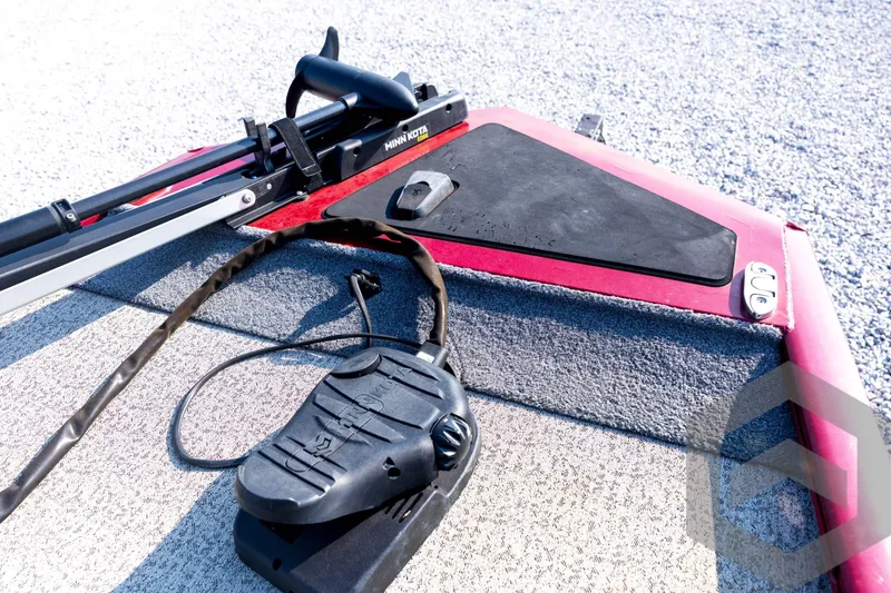 Slide: The Image of 2022 Tracker Pro 170 boat deck with Minn Kota trolling motor and foot pedal. - 39