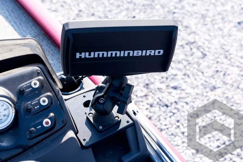 Slide: The Image of Dashboard of 2022 Tracker Pro 170 boat with Humminbird fish finder. - 49