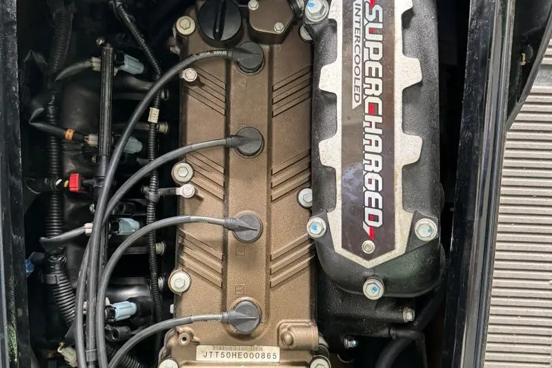 Slide: The Image of 2011 Kawasaki Ultra 300 X Jet Ski engine, supercharged and intercooled, detailed view. - 5