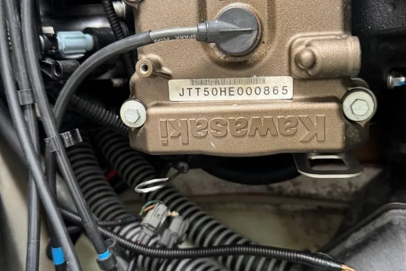 Slide: The Image of Close-up of 2011 Kawasaki Ultra 300 X Jet Ski engine components. - 6