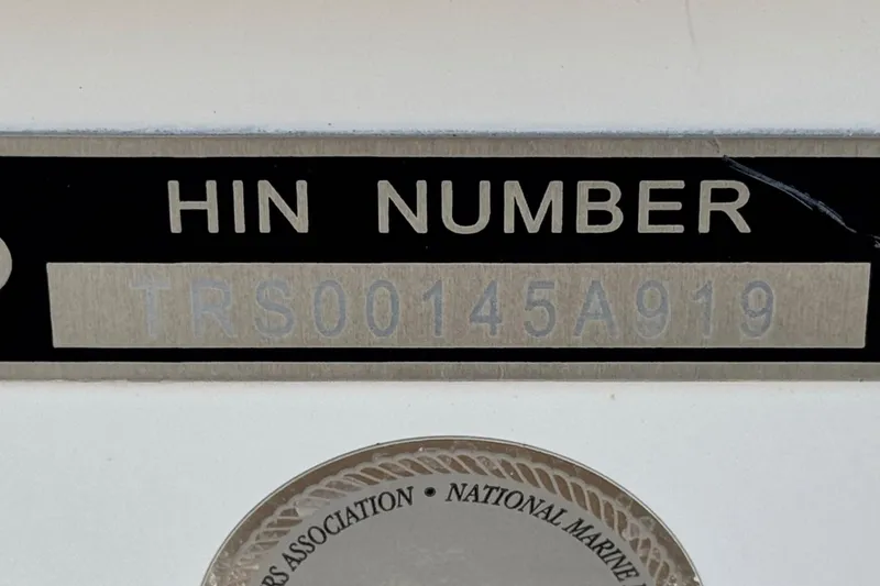 Slide: The Image of HIN number plate on 2019 Thresher 19 CC boat, TRS00145A919. - 25