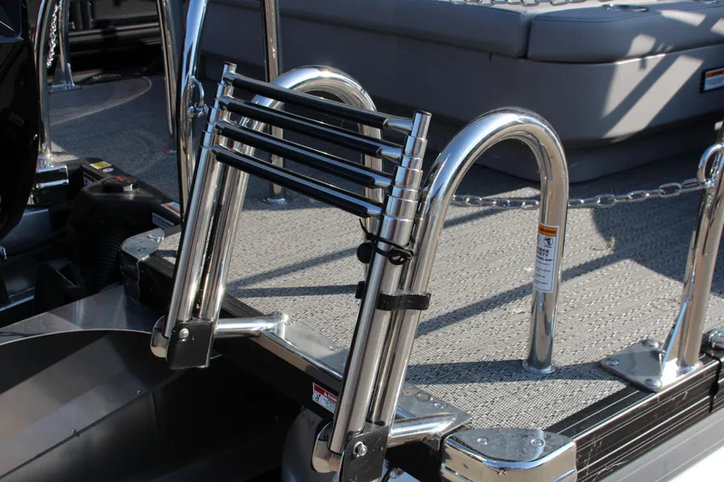 Slide: The Image of Barletta Aria 24UC 2025 boat ladder and deck detail, showcasing sleek design and functionality. - 10