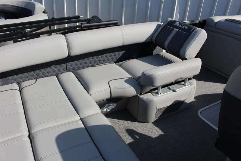 Slide: The Image of Luxurious seating in the 2025 Barletta Lusso 23U pontoon boat interior. - 10