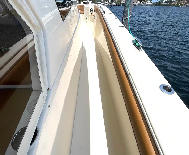 Slide: The Image of 2020 Scout 530 LXF boat deck with ocean view. - 6