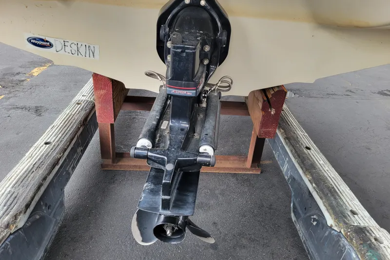 Slide: The Image of Rear view of 2006 Sea Ray 205 Sport boat on trailer, showing outboard motor. - 22