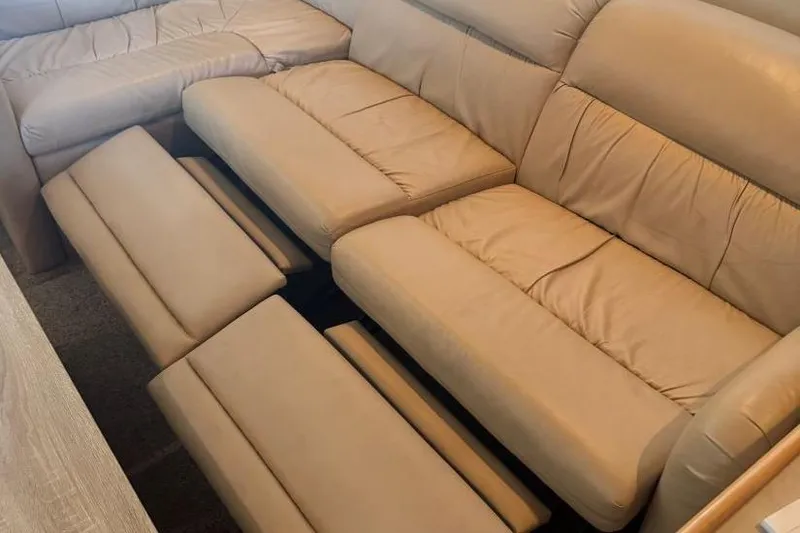 Slide: The Image of Beige leather seating in 1998 Carver 405 Motor Yacht interior. - 34