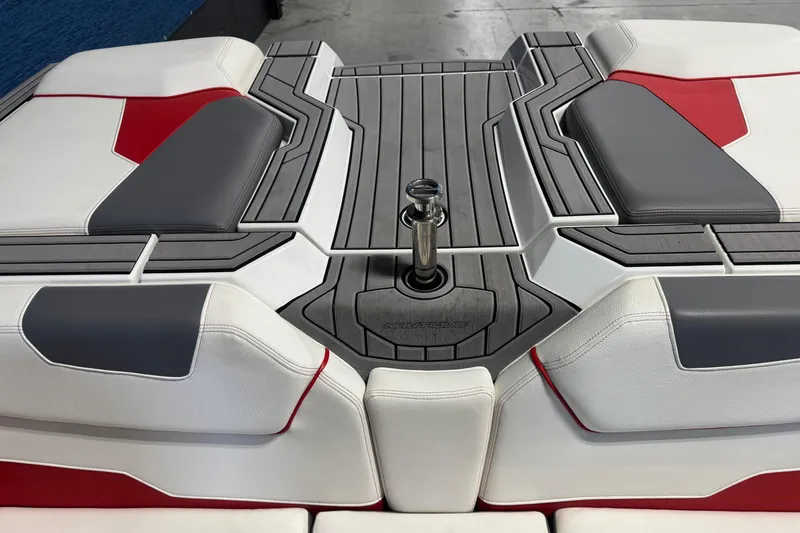 Slide: The Image of 2019 Nautique Super Air Nautique GS20 boat interior with sleek seating and modern design. - 8