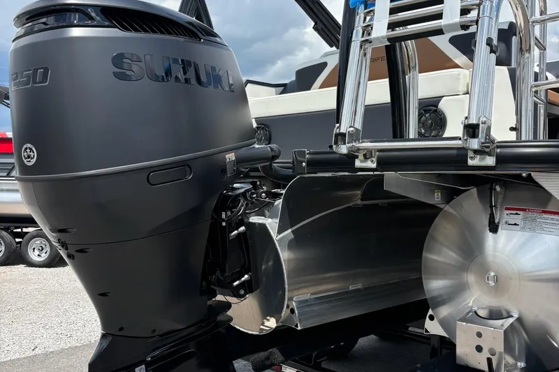 Slide: The Image of 2026 Trifecta 23 ULE SS boat with Suzuki 250 outboard motor, rear view. - 4