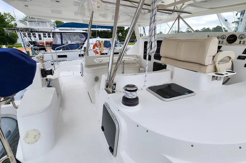 Slide: The Image of Spacious deck of 2019 Antares 44GT yacht with seating and navigation equipment. - 10