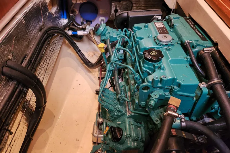 Slide: The Image of Engine compartment of a 2019 Antares 44GT, showcasing detailed mechanical components. - 55