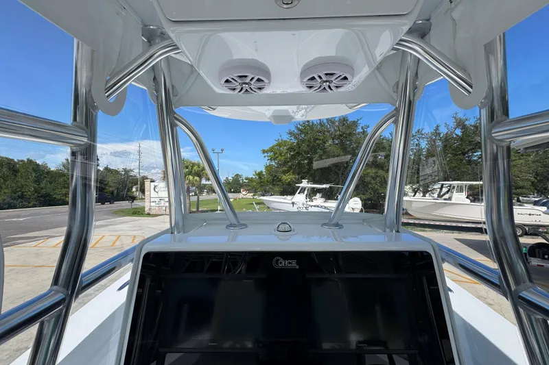 Slide: The Image of Interior view of 2025 Conch 33 boat with sleek design and modern features. - 37