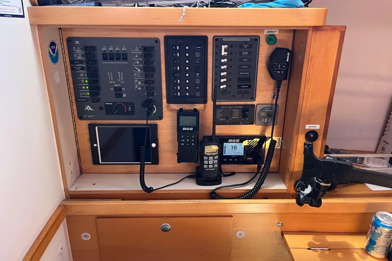 Slide: The Image of Control panel of a 2007 Hanse 400 yacht with navigation and communication equipment. - 24