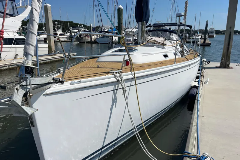 Slide: The Image of Sailboat Hanse 400, 2007 model, docked at marina on a sunny day. - 26