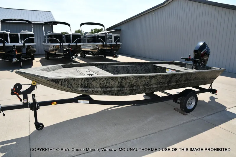 Slide: The Image of Tracker Grizzly 1648 Utility Jon w/25HP Mercury Tiller 2026 - 27