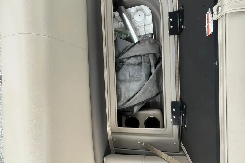 Slide: The Image of Storage compartment in 2021 Sun Tracker Party Barge 18 DLX pontoon boat. - 9