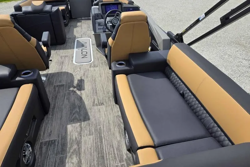 Slide: The Image of 2025 Avalon Catalina QUAD LOUNGER SHIFT interior with luxurious seating and modern design. - 6