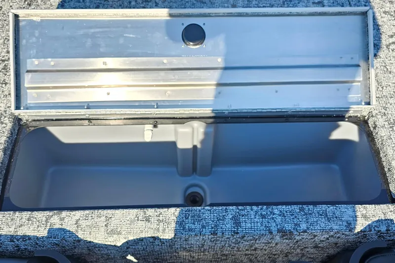 Slide: The Image of 2026 Tracker Pro Team 175 Crappie Edition livewell, open lid, interior view. - 13