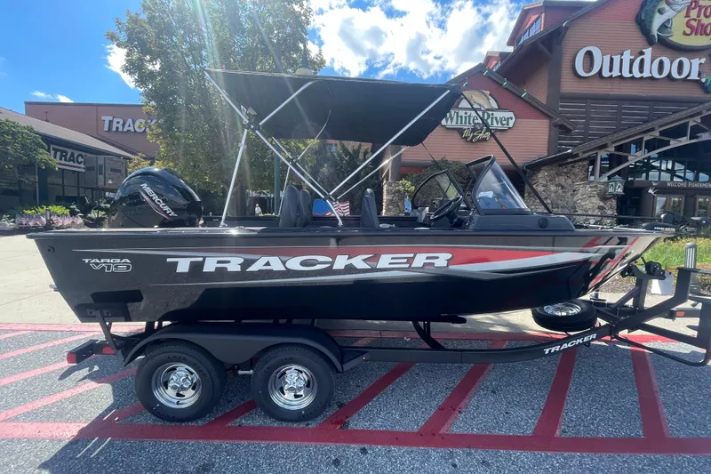 The Image of 2026 Tracker Targa V-19 WT boat on trailer outside outdoor store. - 0