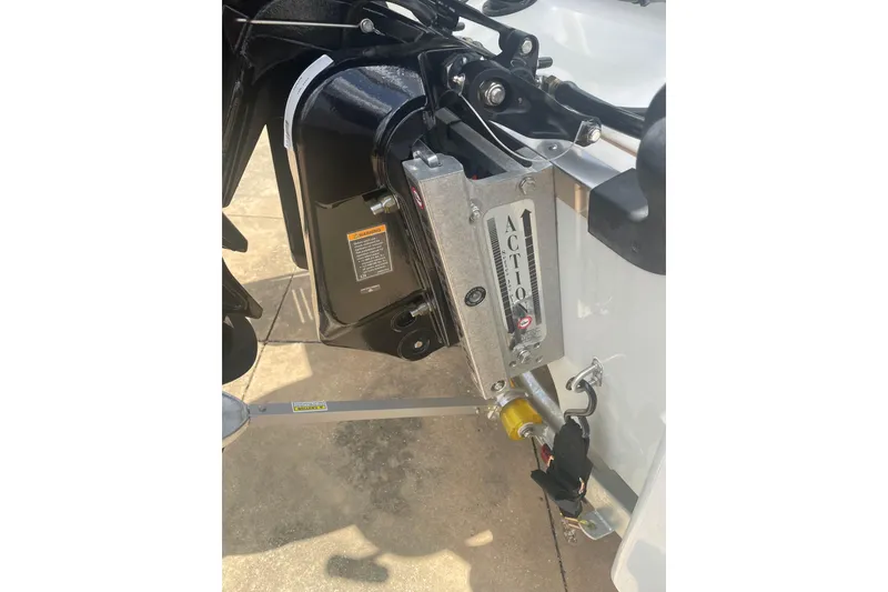 Slide: The Image of Outboard motor mount on 2026 Mako 18 Pro Skiff, featuring Action bracket. - 8