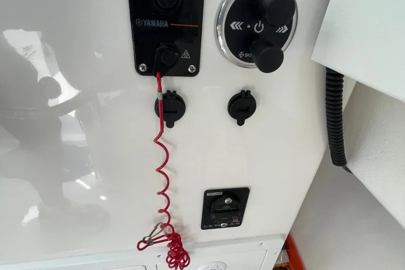 Slide: The Image of Control panel of 2021 Steiger Craft 255 Chesapeake boat with Yamaha components. - 27