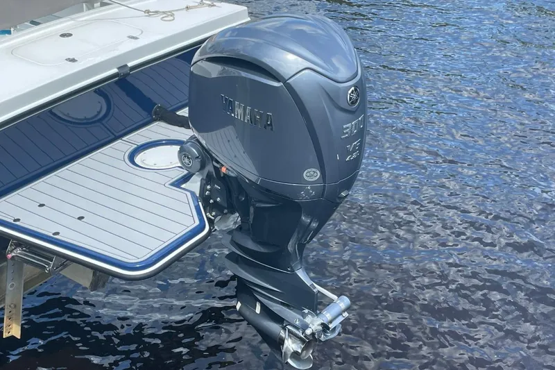 Slide: The Image of 2021 Steiger Craft 255 Chesapeake with Yamaha outboard motor on water. - 3
