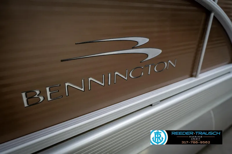 Slide: The Image of 2017 Bennington 18 SLX boat logo with Reeder Trausch Marine contact details. - 51
