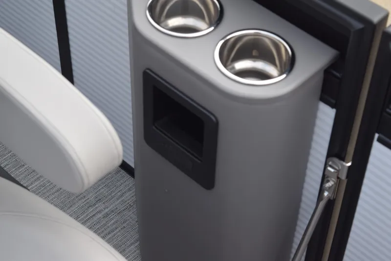 Slide: The Image of Cup holders and storage on 2025 Qwest L-Class 822 RLS boat interior. - 23
