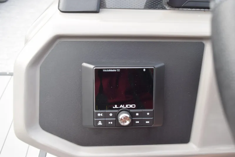 Slide: The Image of Dashboard of 2025 Qwest L-Class 822 RLS with JL Audio MediaMaster system. - 28