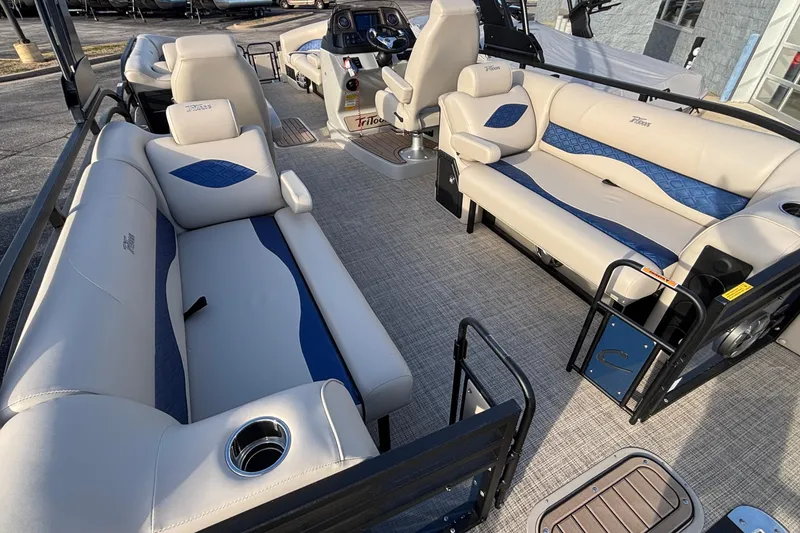 Slide: The Image of 2026 JC Neptoon 25TT Sport pontoon boat interior with luxurious seating and modern design. - 14