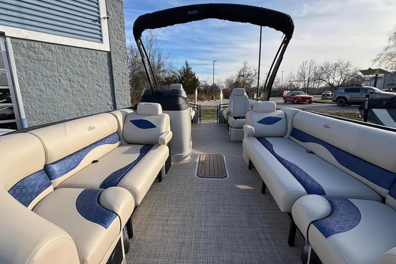 Slide: The Image of 2026 JC Neptoon 25TT Sport pontoon boat with luxurious seating and modern design. - 27