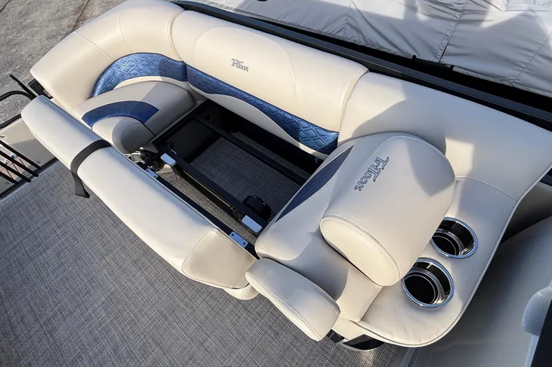 Slide: The Image of Luxurious seating on 2026 JC Neptoon 25TT Sport pontoon boat with cup holders. - 40