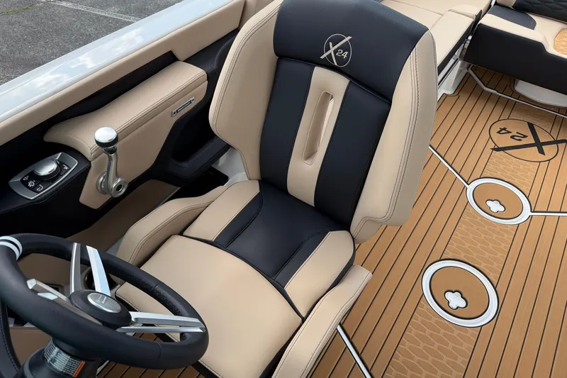 Slide: The Image of 2025 MasterCraft X24 interior with luxury seating and modern controls. - 11