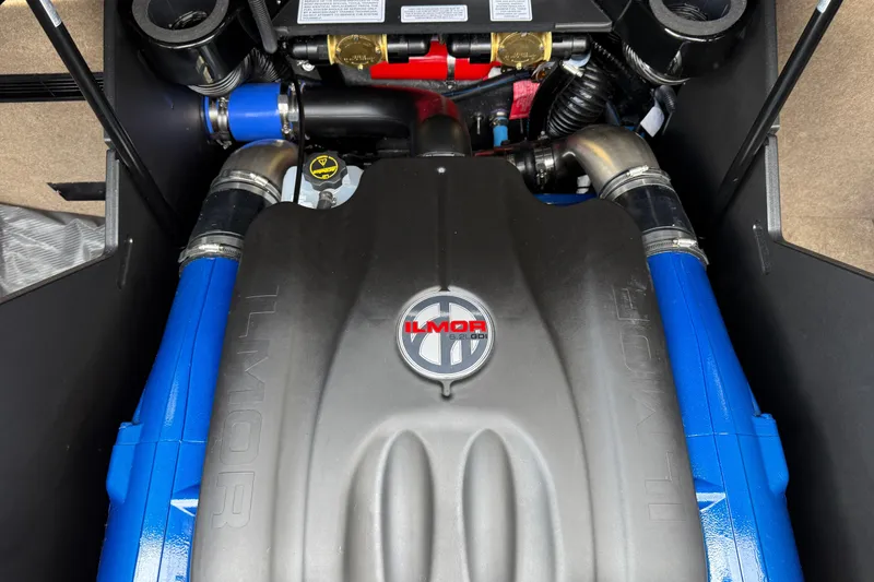 Slide: The Image of 2025 MasterCraft X24 Ilmor engine with blue accents and detailed components. - 26