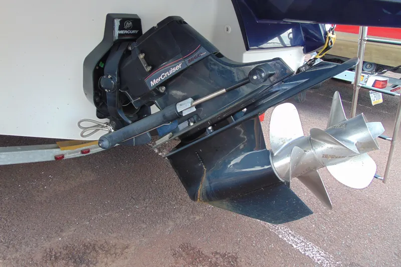Slide: The Image of 2015 Monterey 238SS boat with MerCruiser Bravo Three outdrive and dual propellers. - 5
