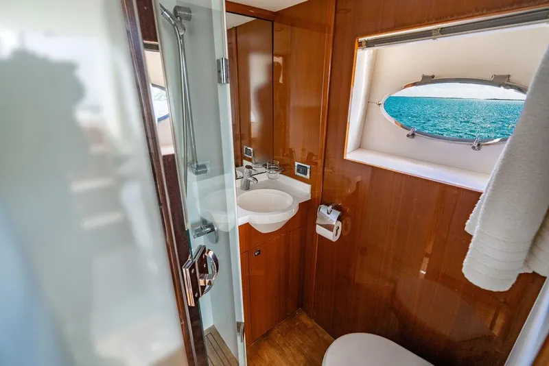 Slide: The Image of Luxurious bathroom on 2010 Princess V78 yacht with ocean view. - 43