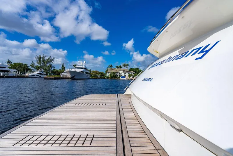 Slide: The Image of Luxury yacht Princess V78 docked at marina, clear blue sky, 2010 model. - 45