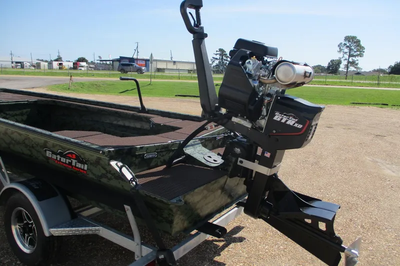 Slide: The Image of 2026 Gator Tail 1854 Extreme boat with powerful outboard motor on trailer. - 8