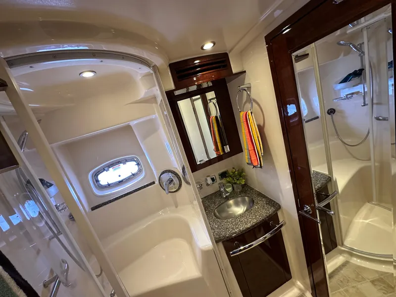 Slide: The Image of Luxurious bathroom in 2009 Sea Ray 60 Sundancer yacht with modern fixtures and elegant design. - 32